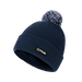 Navy blue PING ribbed knit winter hat with a matching blue and white pom-pom and branded front patch.