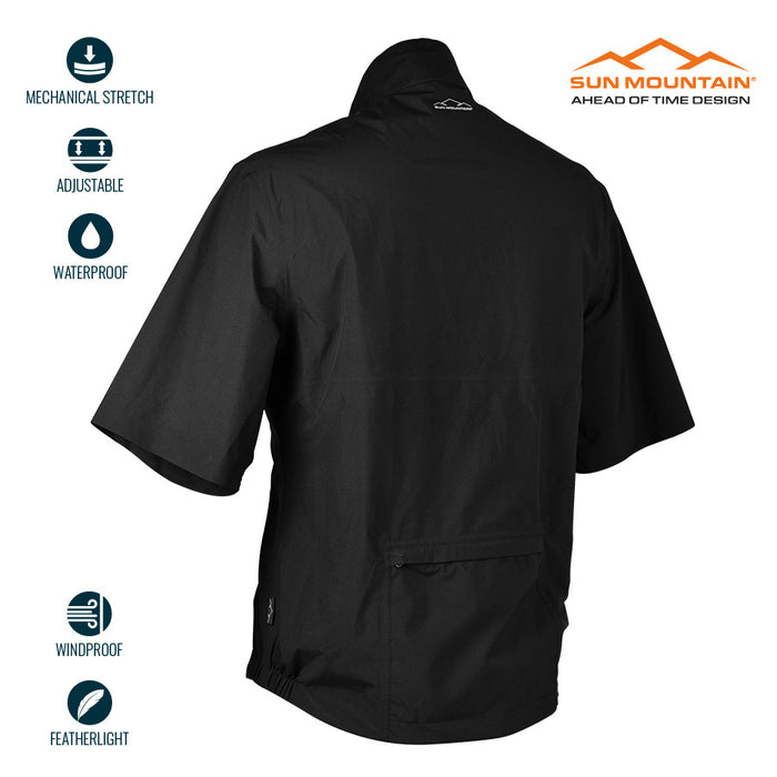 Sun Mountain Monsoon Waterproof Short Sleeve Golf Jacket Black Pin High Golf