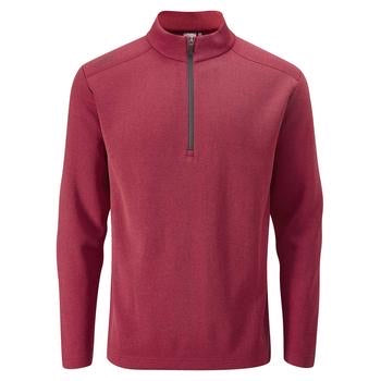 Ping Ramsey Men's Half Zip Ribbed Golf Fleece in rich red marl