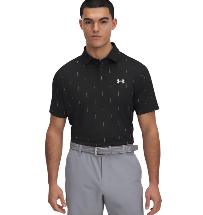 Under Armour T2G Printed Polo Golf Shirt - Black Deuces Dash