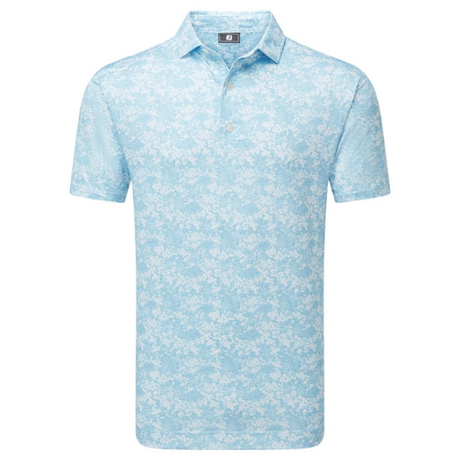 FootJoy Garden Print Lisle Golf Polo Shirt - Air Blue