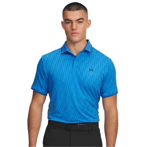 Under Armour Playoff Sport Jacquard Golf Polo Shirt - AtlantisBlue/Midnight Navy