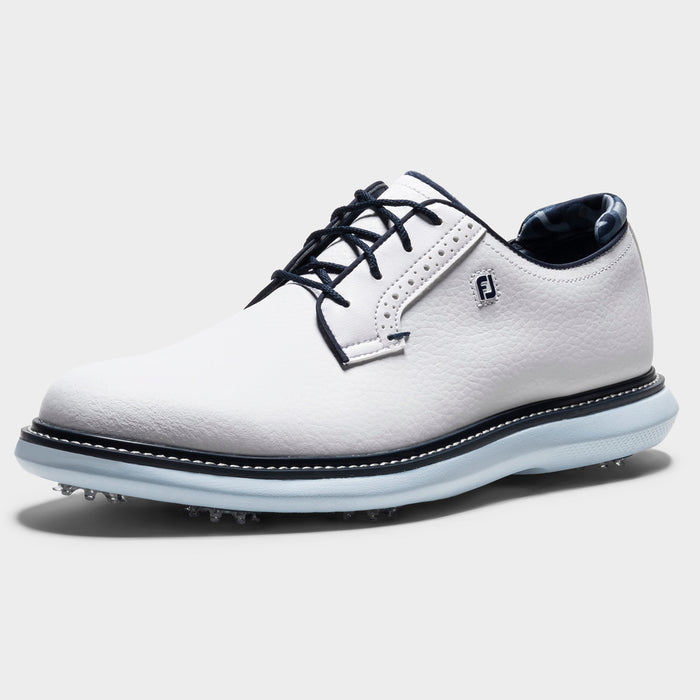 FootJoy Blucher Traditions White/Sky Blue/Camo Spiked Golf Shoes