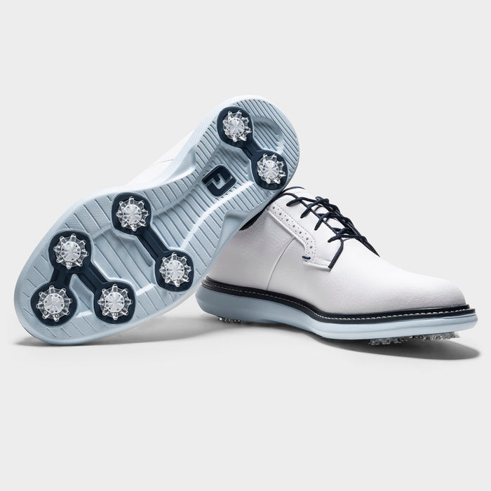 FootJoy Blucher Traditions White/Sky Blue/Camo Spiked Golf Shoes