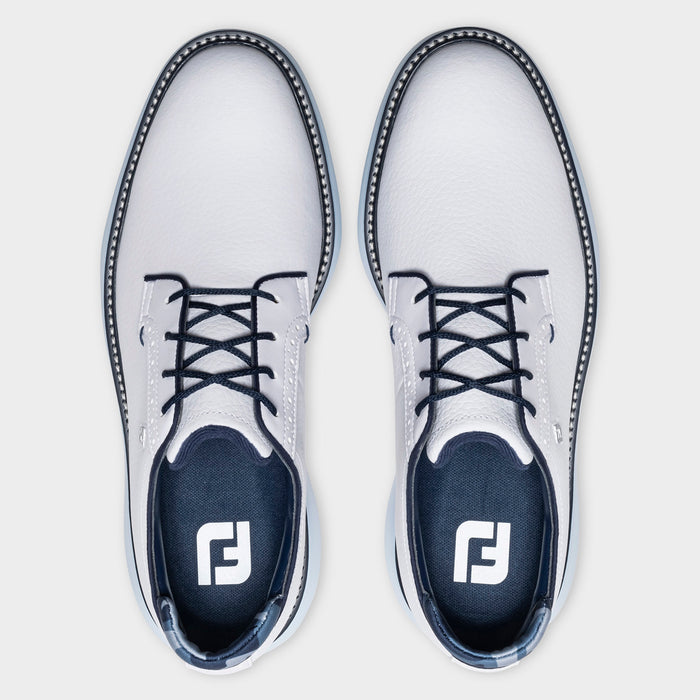 FootJoy Blucher Traditions White/Sky Blue/Camo Spiked Golf Shoes