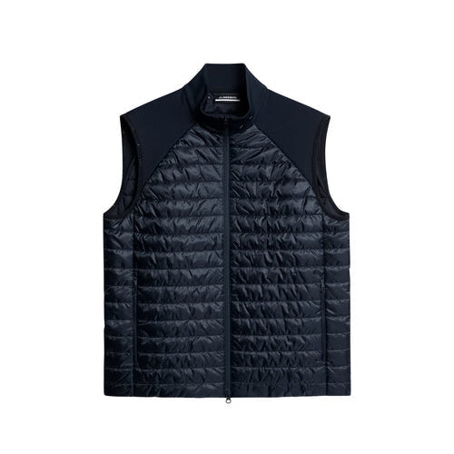 JL Navy quilted vest on a white background