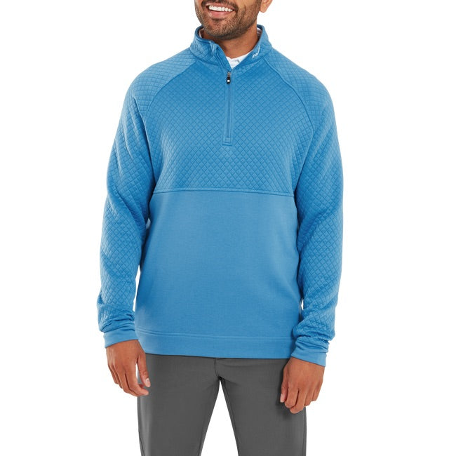 FootJoy Jacquard Thermal Chill Out Pullover - High Tide - front on model