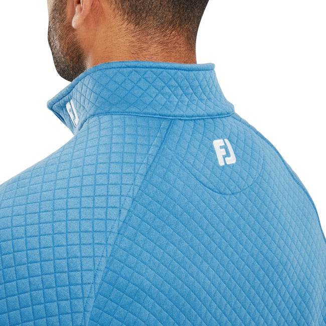 FootJoy Jacquard Thermal Chill Out Pullover - High Tide - back yoke on model