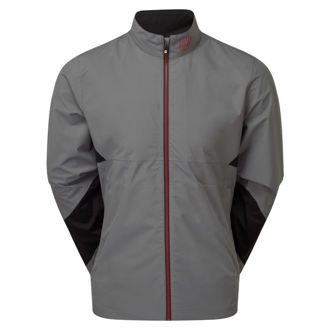 FootJoy HydroLite X Waterproof Golf Jacket - Full Zip - grey black red front view