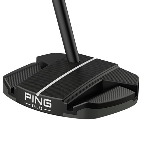 Black golf putter with 'PING' branding on a white background
