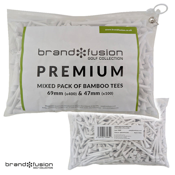 Brand Fusion Bamboo Golf Tees - Mixed Supersized 500 Pack