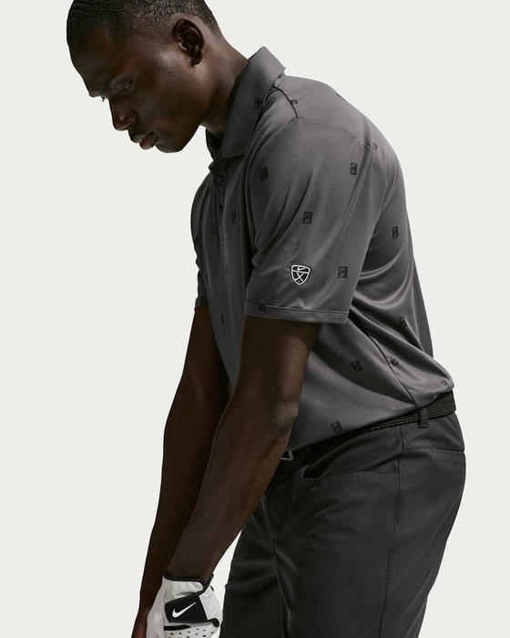 Nike Dri-FIT Par Stripe Golf Polo Shirt in anthracite and black