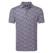 FootJoy Meadow Print Lisle Golf Polo Shirt  in black, purple and pink front view