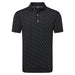 FootJoy Wingtip Floral Lisle Golf Polo Shirt in black and white front view