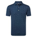 FootJoy Wingtip Floral Lisle Golf Polo Shirt navy and white front view