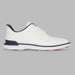 G/FORE Gallivan2R Spikeless Golf Shoes in white and navy, side view of right shoe