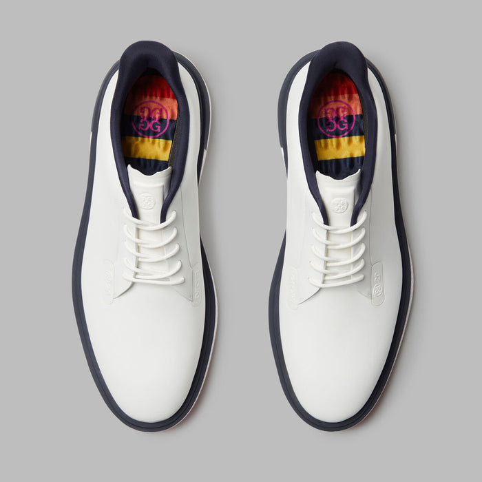 G/FORE Gallivan2R Spikeless Golf Shoes in white and navy, view of pair from above