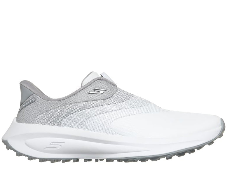 Skechers Go Golf Flow SI Twist-Fit Spikeless Golf Shoes in white, side view of right shoe