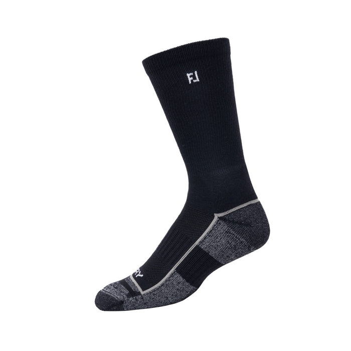 FootJoy ProDry Crew Golf Socks in Navy. Logo clearly seen and crew rolled up