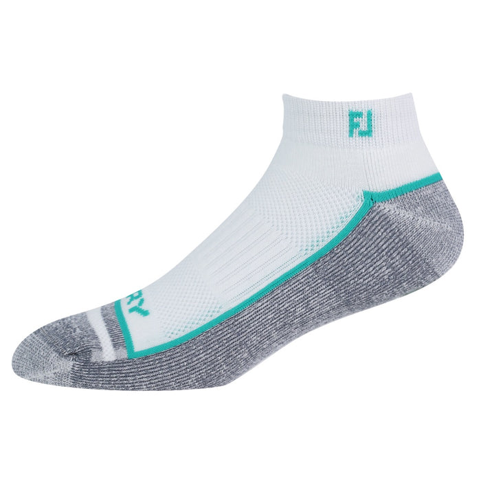 FootJoy ProDry Sport Golf Socks in white with green and grey accents