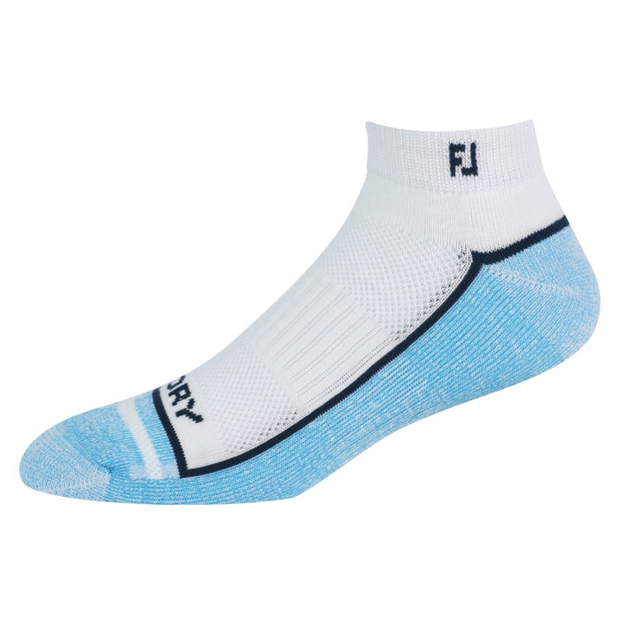 FootJoy ProDry Sport Golf Socks i white with light blue and navy trim