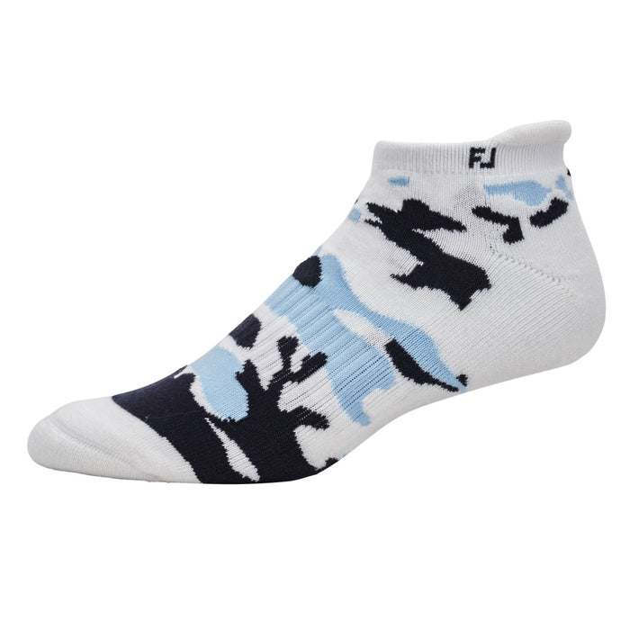 FootJoy ProDry Roll Tab Golf Socks in white light blue and navy camo