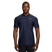 Nike Velocity Dri-FIT Blade Golf Polo Shirt in navy blue showing the front of the collarless polo shirt and the white nike logo