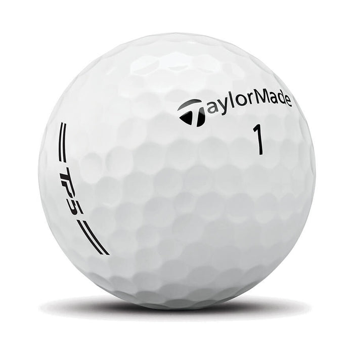 TaylorMade TP5 Golf Balls 2026 in white. Individual golf ball, can see both logos clearly