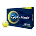 TaylorMade TP5 Golf Balls 2026 in yellow, showing the dozen box the balls come in and one individual yellow tp5 next to it