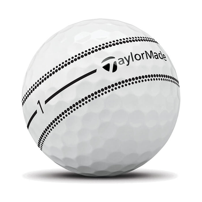 TaylorMade TP5 Stripe Golf Ball 2026 showing the clear stripe featuring the number 1 and taylormade logo