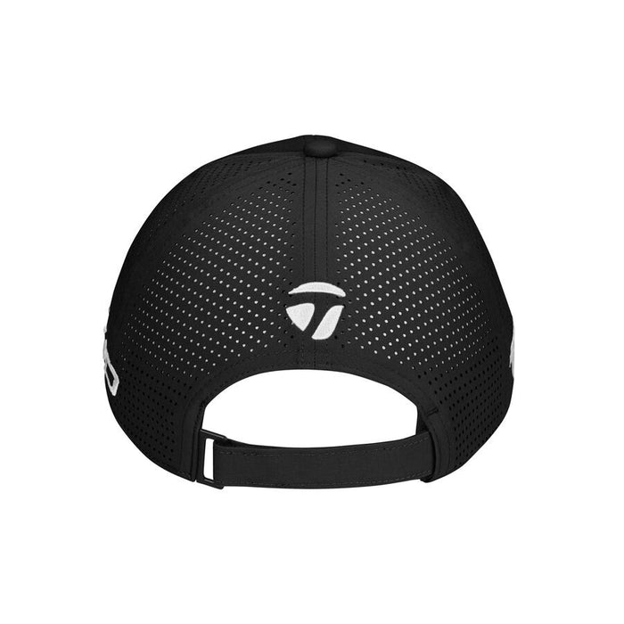 TaylorMade Tour Preferred Litetech Qi4D Golf Hat in black showing the perforated back of the hat and adjustable strap