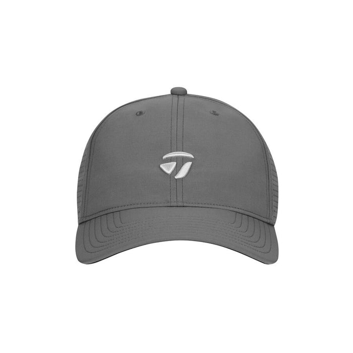 TaylorMade Hamptons Performance Golf Hat in grey, face on showing taylormade logo clearly