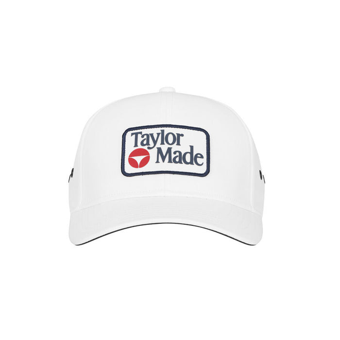 TaylorMade Newport Legacy Golf Hat in white face on showing the retro logo