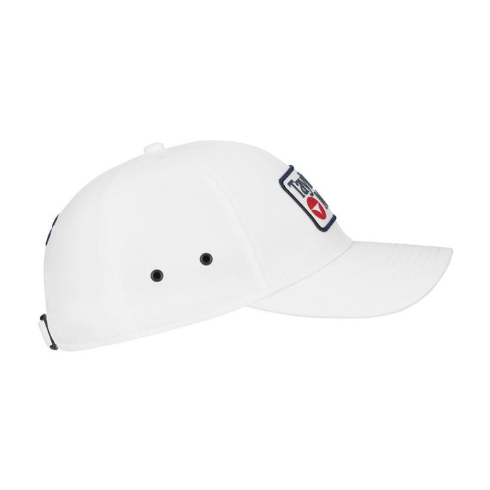 TaylorMade Newport Legacy Golf Hat in white from the side