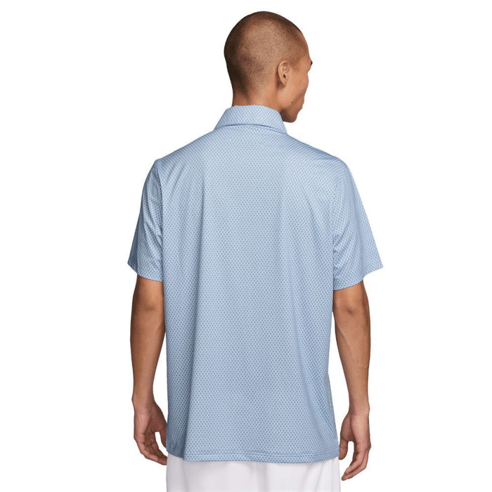 Nike Velocity Dri-FIT Floral Golf Polo Shirt in white and blue on back facing model