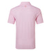 FootJoy Scallop Geo Print Pique Golf Polo Shirt in pink showing the back with tonal fj logo