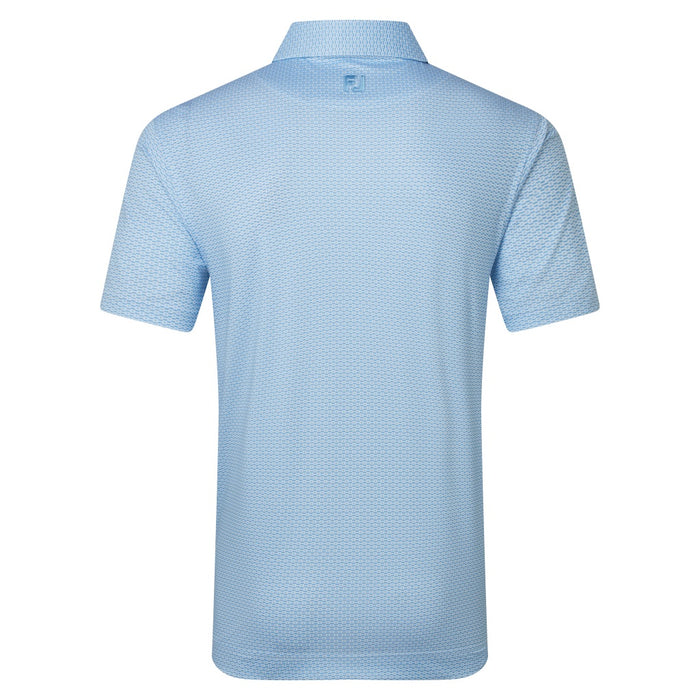 FootJoy FJ Nautical Flag Print Lisle Golf Polo Shirt in light blue, back view
