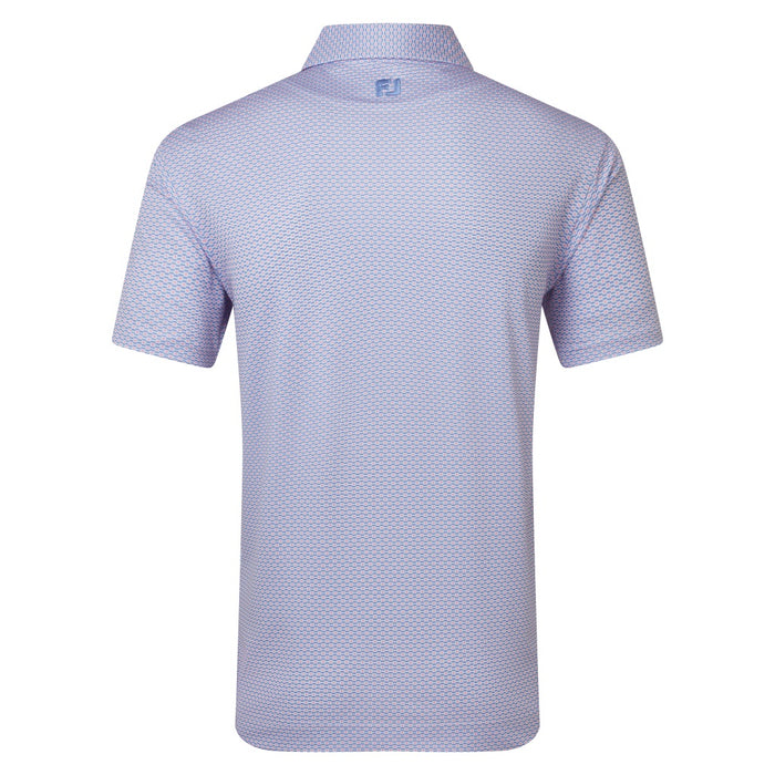 FootJoy FJ Nautical Flag Print Lisle Golf Polo Shirt in pink and purple back view
