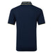  iFootJoy FJ Wordmark Pique Golf Polo Shirt in navy with yellow footjoy text on the back of collar