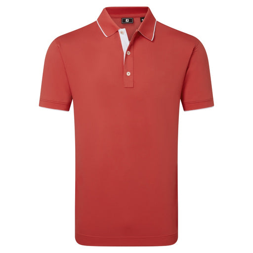 FootJoy FJ Wordmark Pique Golf Polo Shirt in nantucket red front view.