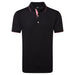 FootJoy FJ Wordmark Pique Golf Polo Shirt in black with pink trim, front view