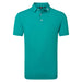 FootJoy Pique Stretch Solid Golf Polo Shirt - Plain Polo Shirt in tile blue teal, front view of fj polo