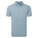 FootJoy Pique Stretch Solid Golf Polo Shirt - Plain Polo Shirt in chambray blue showing the front of the polo