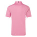 FootJoy Pique Stretch Solid Golf Polo Shirt - Plain Polo Shirt in pink, back view showing fj logo on back of collar