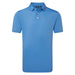 FootJoy Pique Stretch Solid Golf Polo Shirt - Plain Polo Shirt in blue with red logo front view
