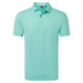FootJoy Modernist Geo Pique Golf Polo Shirt in green and blue, front view of polo
