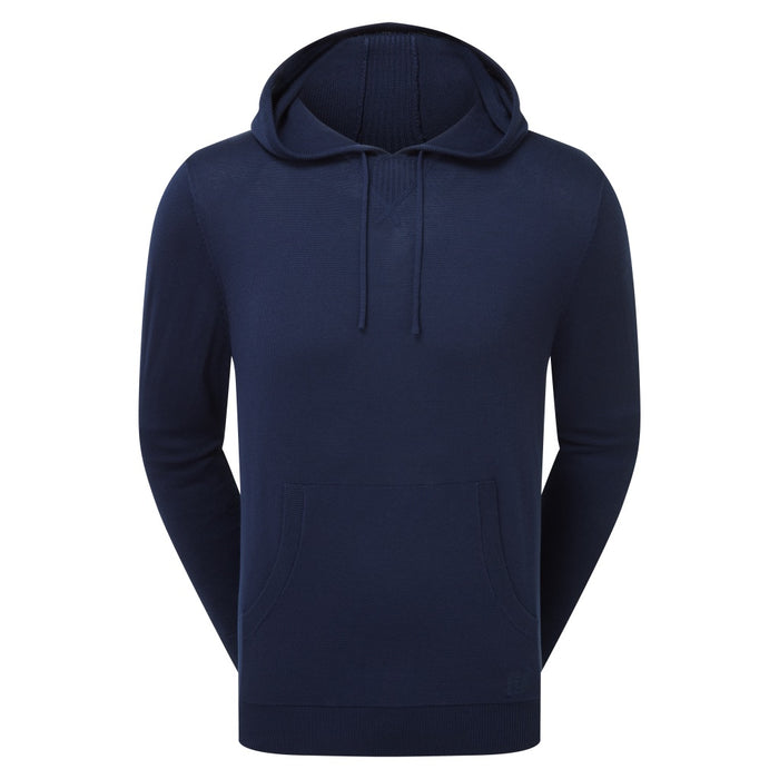 FootJoy DriRelease Knit Golf Hoodie in navy, showing the front of the new hoodie
