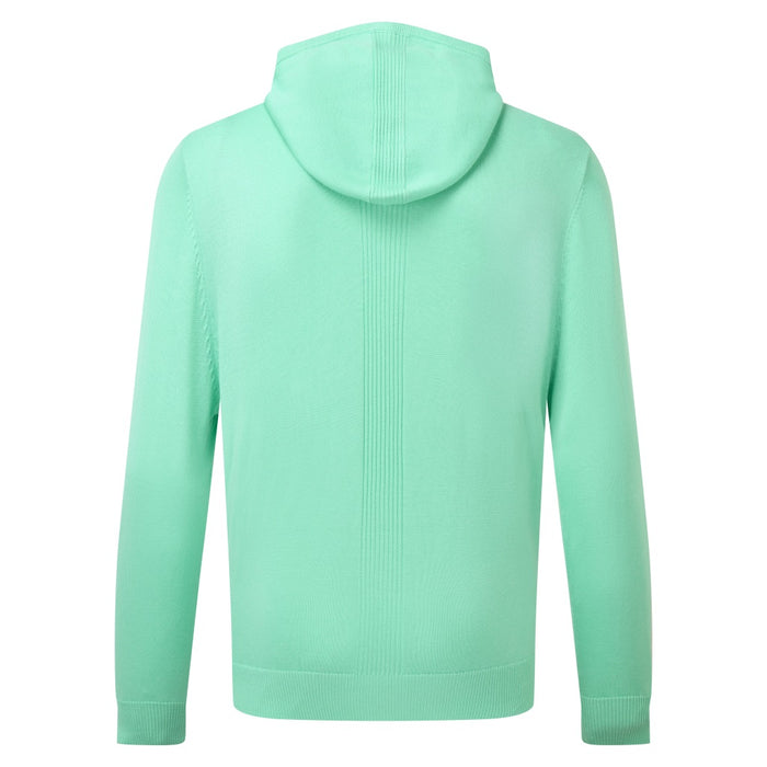 FootJoy DriRelease Knit Golf Hoodie in green, showing the back of the hoodie and knit line