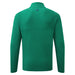 FootJoy Angled Ottoman Golf Midlayer in field green with navy fj logo. view from the back