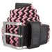 FootJoy Fashion Braided Belt 2026 in black and pink coiled up showing metal buckle